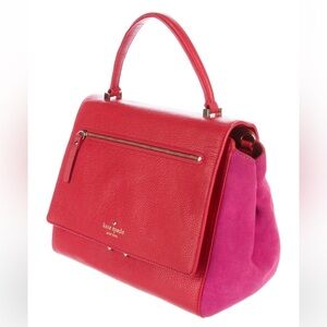 kate spade Red and Pink Leather & Suede Top-Handle Satchel
